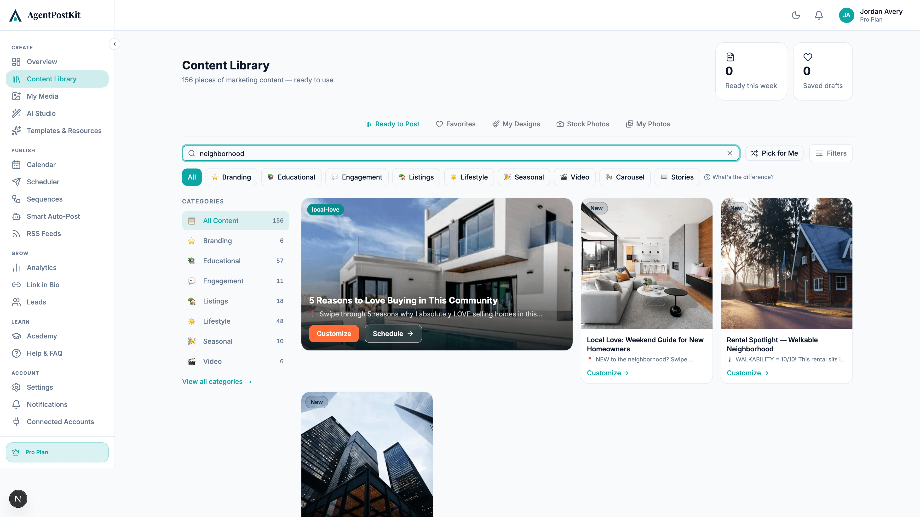 AgentPostKit content library screenshot